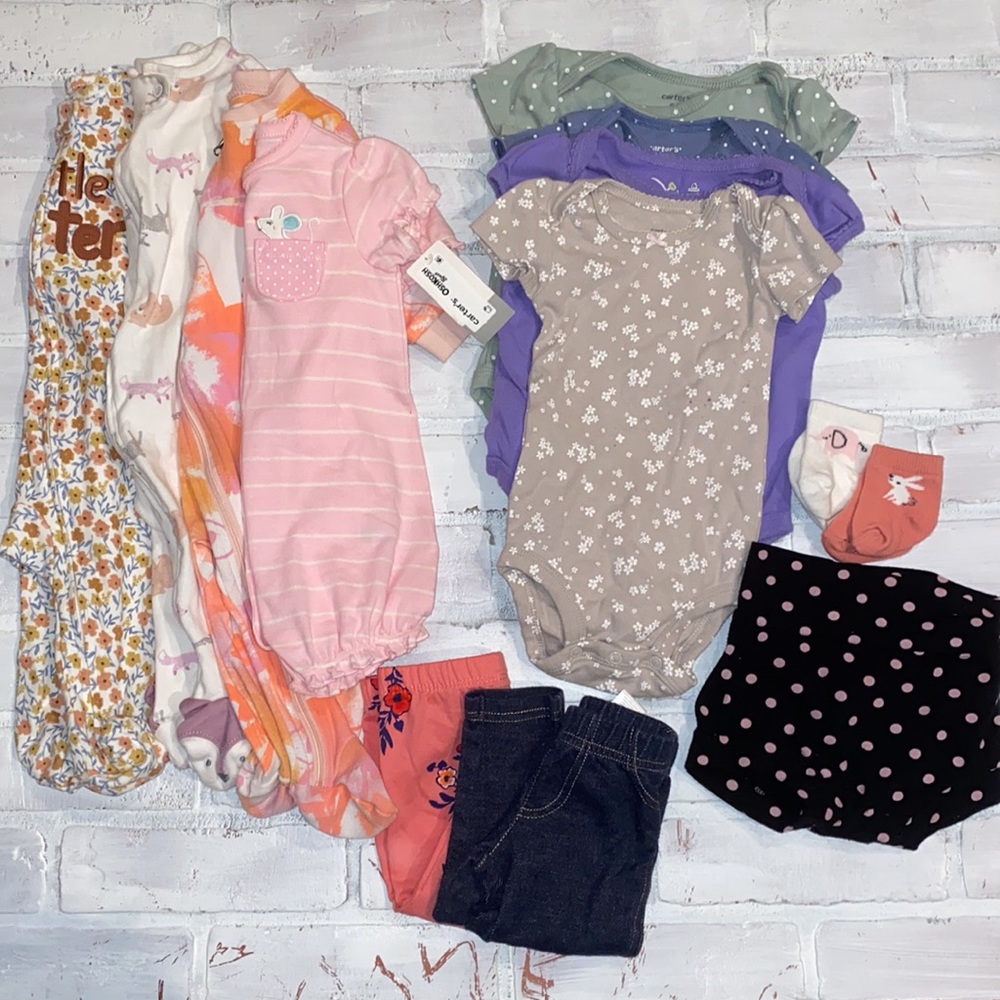 Babygirl 6m spring & summer footie onesie bundle!!